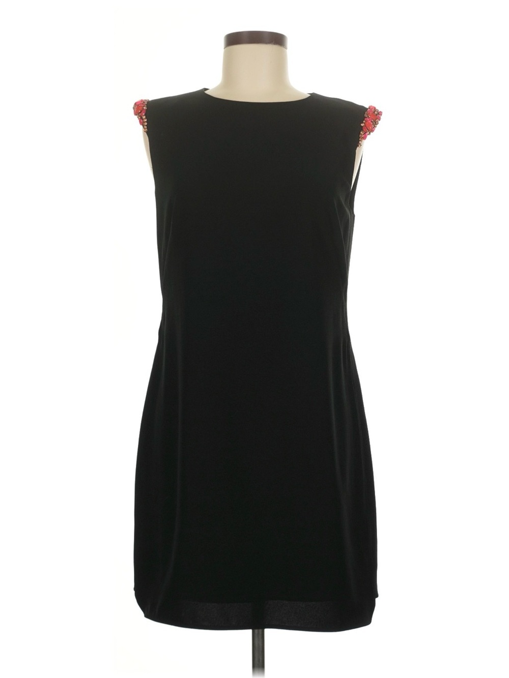 Ted Baker Black Mini Dress with Red Beaded Shoulder Accents
